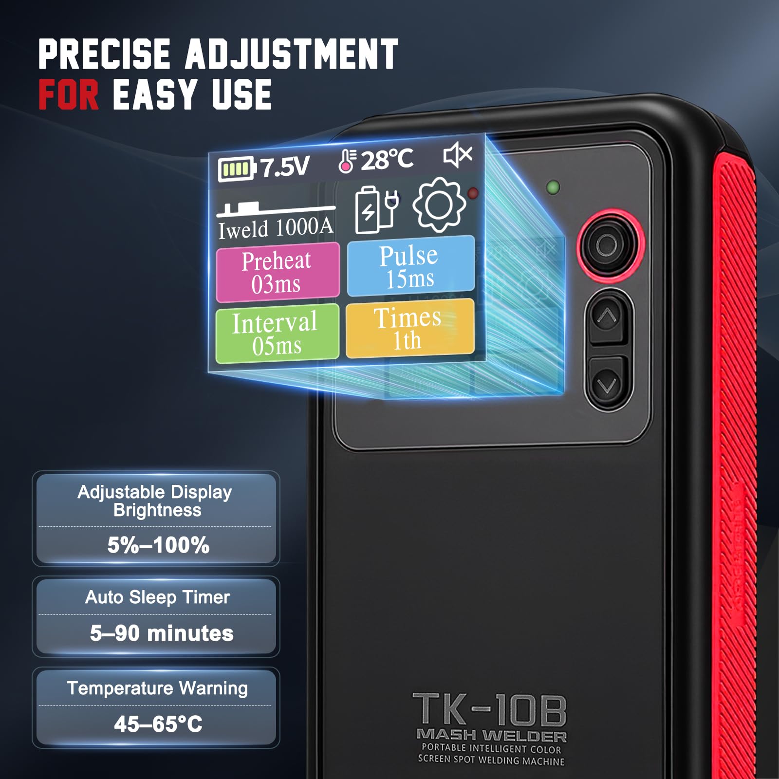 Soldador por puntos inalámbrico, soldador de puntos portátil con batería de 5000 mAh,soldadura ajustable, protección contra sobrecalentamiento, para baterías 18650 26650 32650 Li-ion Ni-MH Ni-Cd