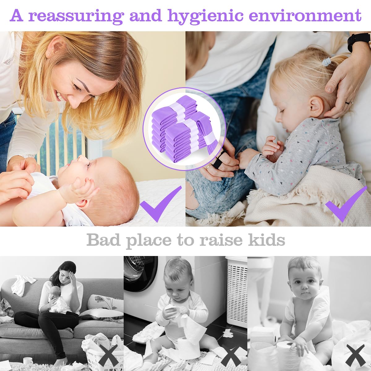 12 scatole di ricarica per pannolini, pattumiera per pannolini, antiodore, spessore 4,5 m (viola), compatibile con Tommee Tippee, Angelcare, LitterLocker, germoglio