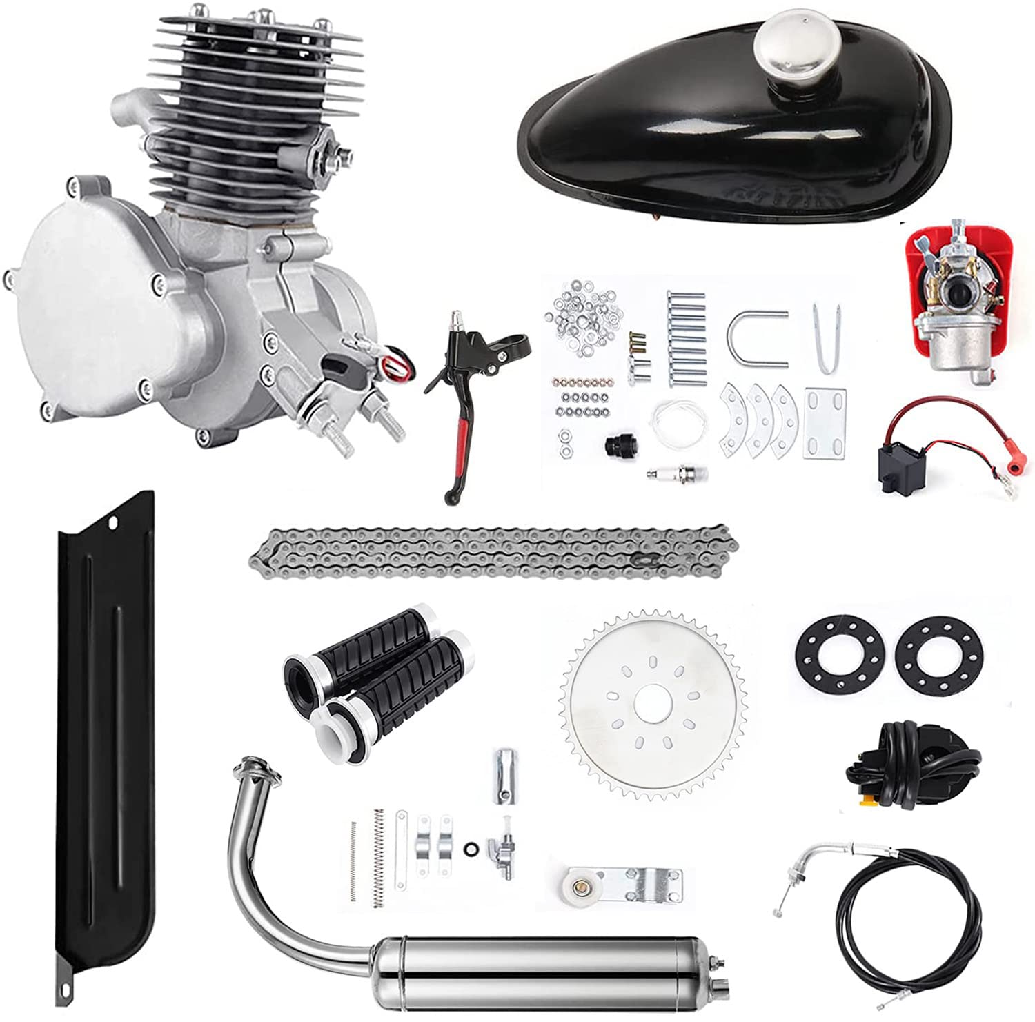 Frederimo 100cc Bicycle Engine Kit, 2-Stroke Motorized Bicycle Kit Upgraded Hydraulic Handle Fit for Over 21 Inches Bikes, Bicycle Motor Engine Kit……