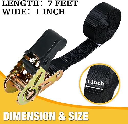 Miniatura 20 de Correas de amarre de trinquete sin fin, paquete de 2 correas de carga de 1 pulgada x 8 pies, resistentes para motocicletas, remolques, kayak