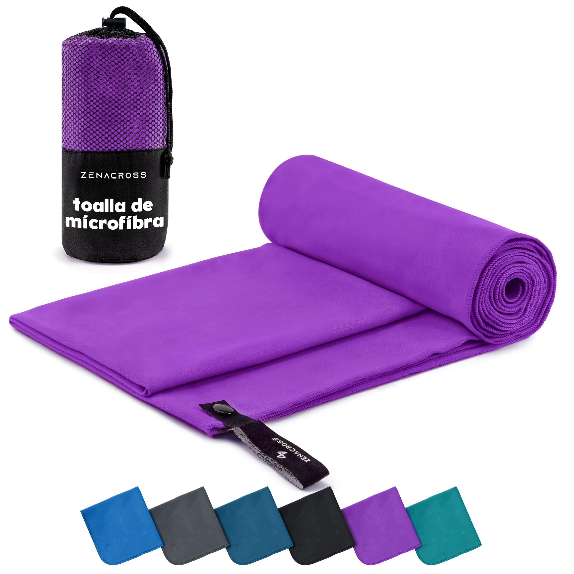 ZENACROSS Toalla Gimnasio con Bolsa de Transporte - Toalla Microfibra de Secado Rápido y Versátil - Toallas Gimnasio Talla S - 100 x 50 cm - Azul Marino — view 13