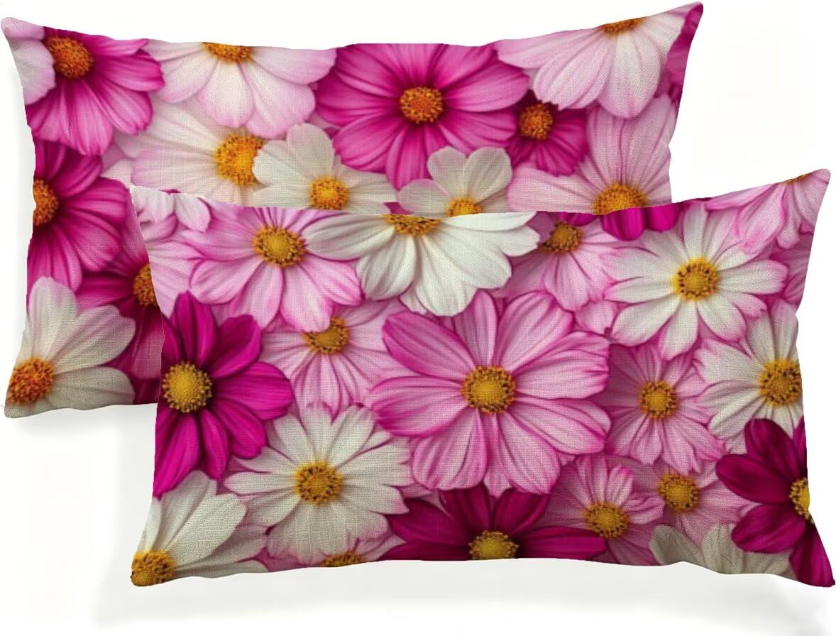 Housses de Coussin Extérieur Impérmeables 90x60cm en Lin pour Balcon
