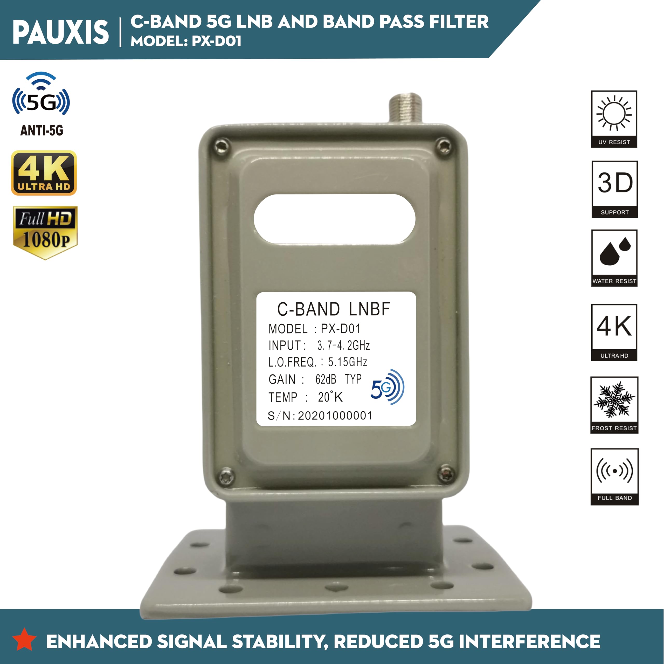 Bande C LNBF Single POLARITY SORTIE LNBF 5G LNB