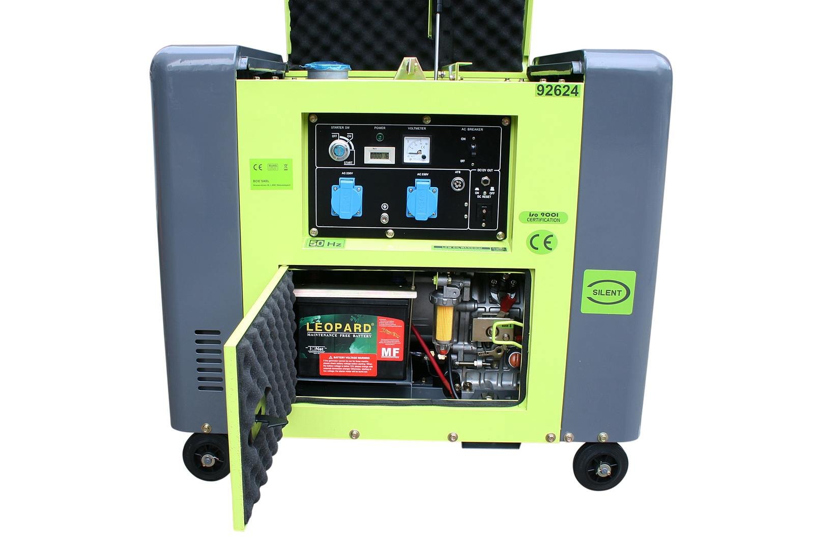Generador eléctrico diésel insonorizado tipo Panda grupo electrógeno 5.5kW 230V