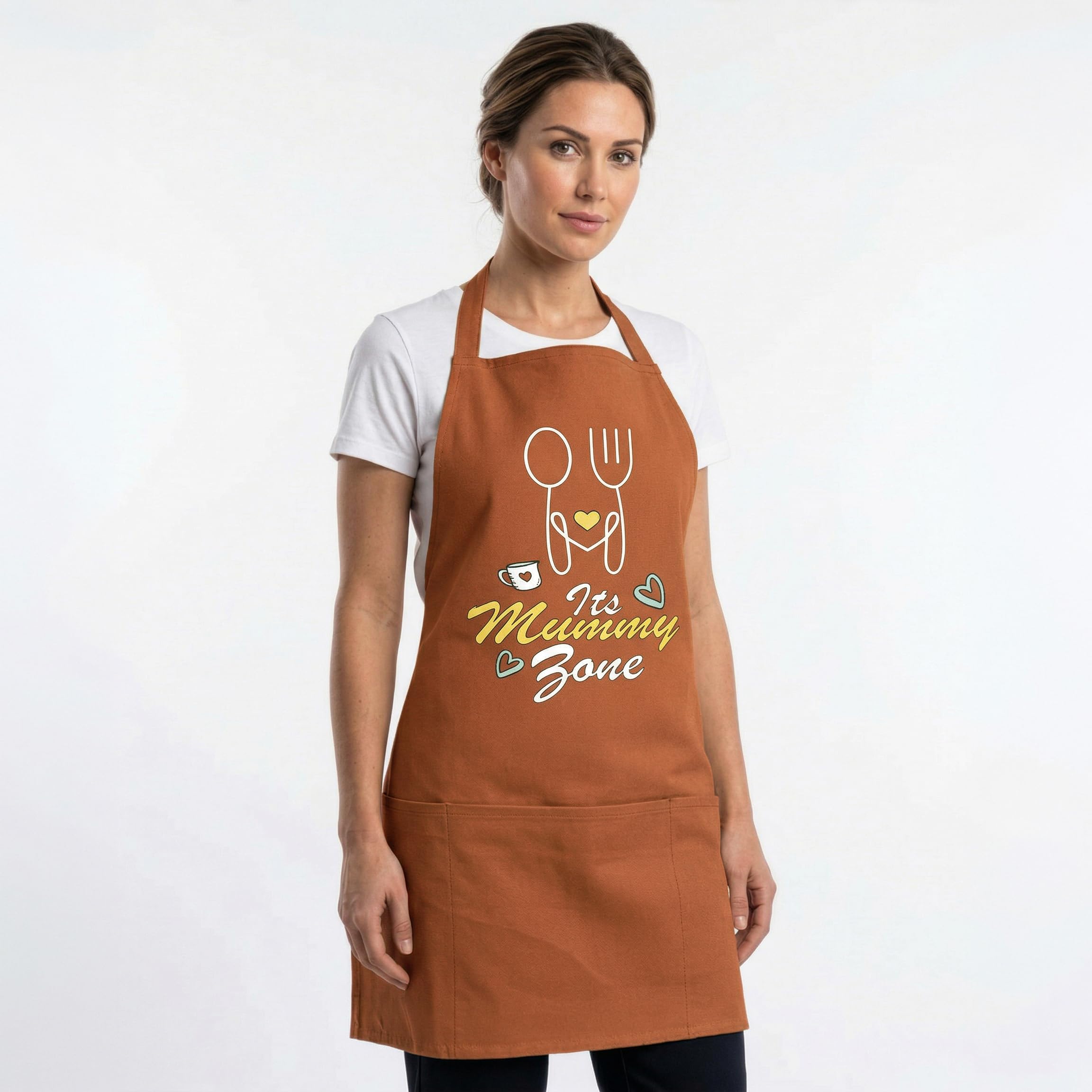 Yellow Weaves Cotton Canvas Printed Kitchen Apron with Large Pockets-image-16
