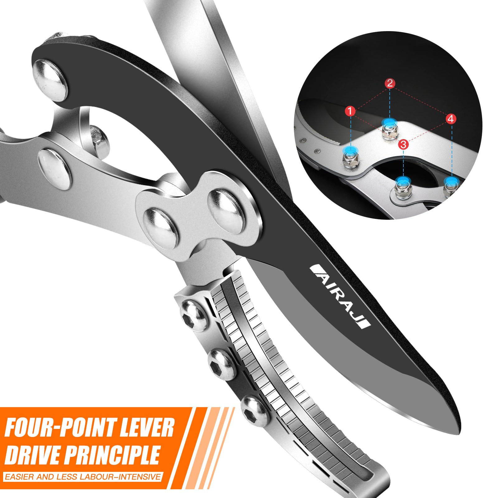 Troncarami Telescopico AIRAJ 70-103cm - Forbice A Incudine Con Lame SK5, Taglia Rami Fino A 5cm