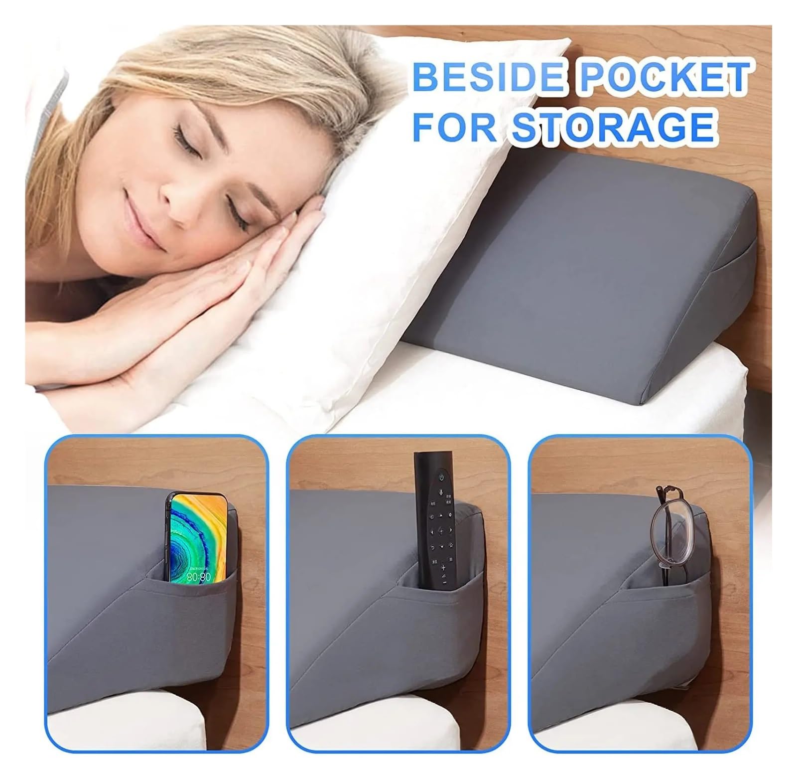 Almohada De Espuma Con Memoria Almohada De Espuma Viscoelástica Almohada En Forma De Cuña for Dormir Almohada De Cabecera Triangular Colchón De Relleno De Espacios for Dormitorio Junto A La Cama Capa