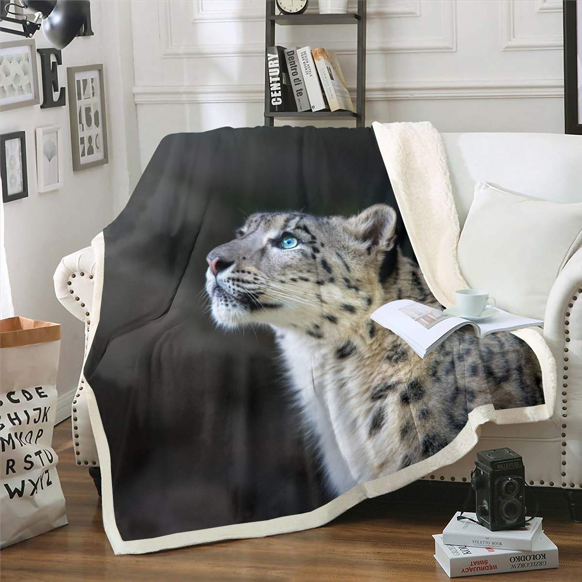 Loussiesd Coperta in pile con stampa leopardata chic arcobaleno ghepardo coperta in pile per divano, figlia, decorazione colorata di lusso, coperta sherpa a tema animali selvatici, coperta pelosa per