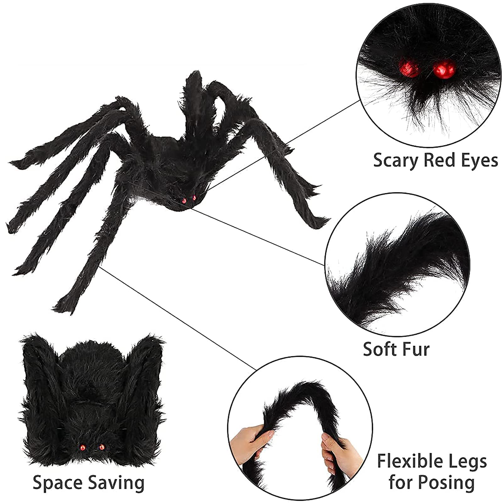 Decoraciones Halloween Araña Gigante Con Telaraña Y Extras