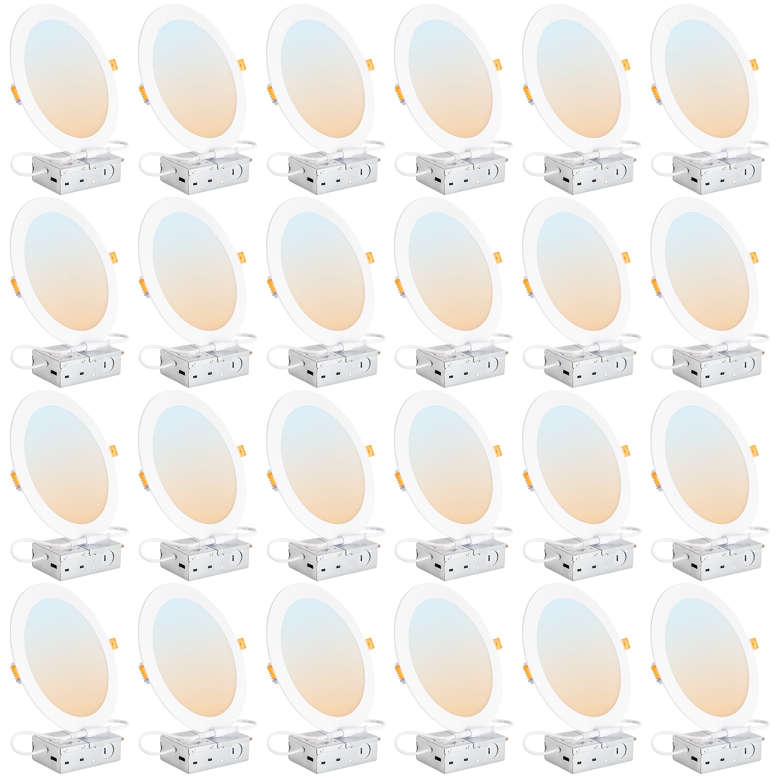 Photo 1 of ***FACTORY SEALED *** DLLT LED Recessed Ceiling Light: 24 Pack 8 Inch Slim Recessed Lighting for Kitchen - 5CCT Dimmable Canless Wafer Downlight for Living Room - 1800LM Brightness 18W LED Can Lights for Bedroom ETL FCC