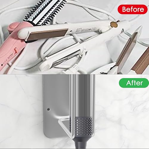 Miniatura 4 de Paquete de 2 soportes para rizador montado en la pared, organizador de herramientas de peinado para el cabello, soporte para herramientas para el