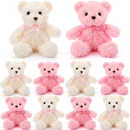 Miniatura 8 de Skylety 10 piezas de osos de peluche suaves, lindos osos para niños y niñas, San Valentín, cumpleaños, baby shower, recuerdos de fiesta (color