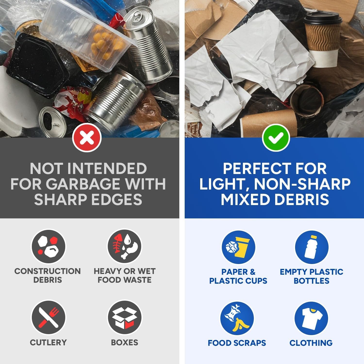 PLASTIC PRINCE 65 Gallon Can Liners 22 Mic High-Density Garbage Bags 48" x 60" Black Trash Bags 100/Case