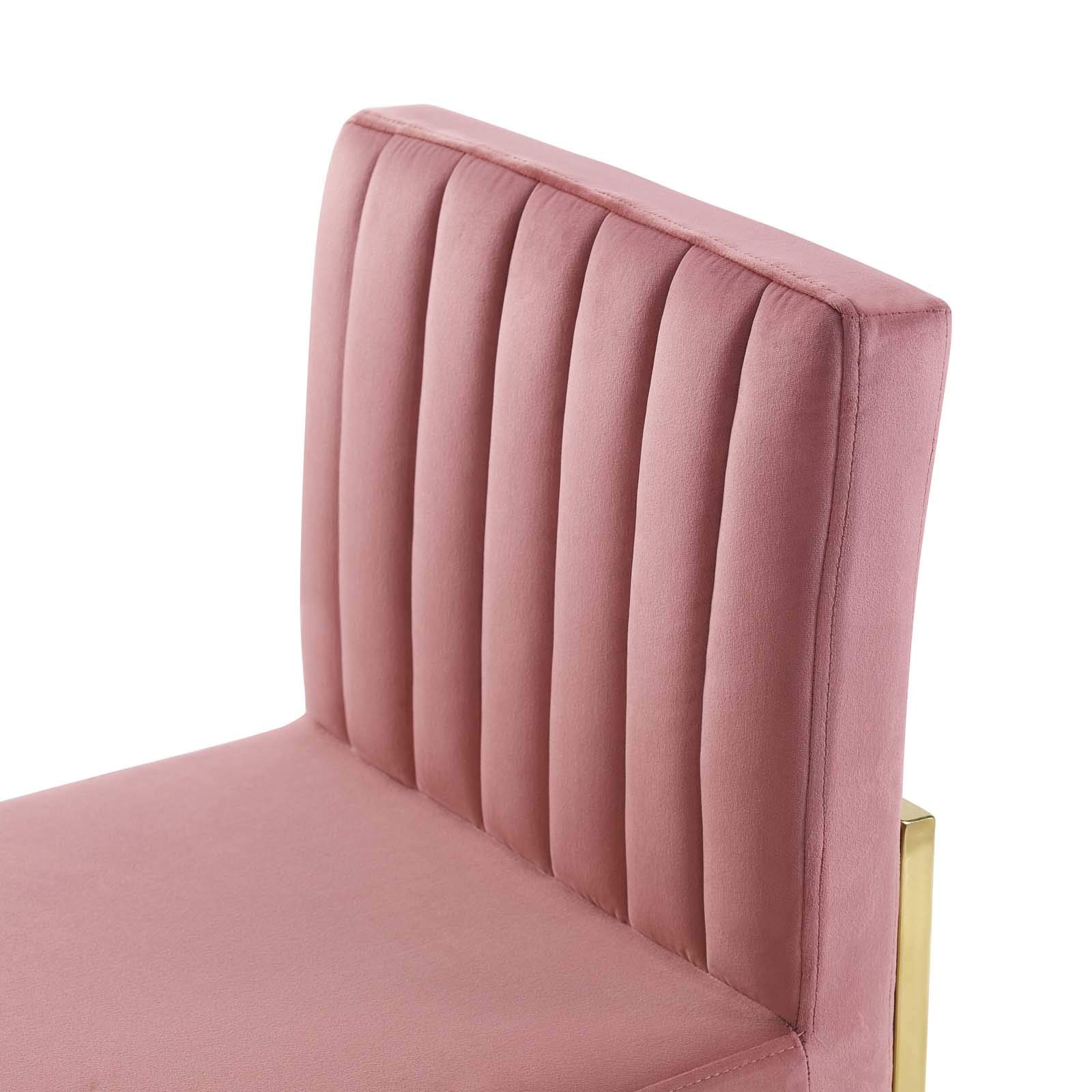Carriage - Juego de 2 sillas de comedor de terciopelo de alto rendimiento, color dorado rosa polvoriento 7