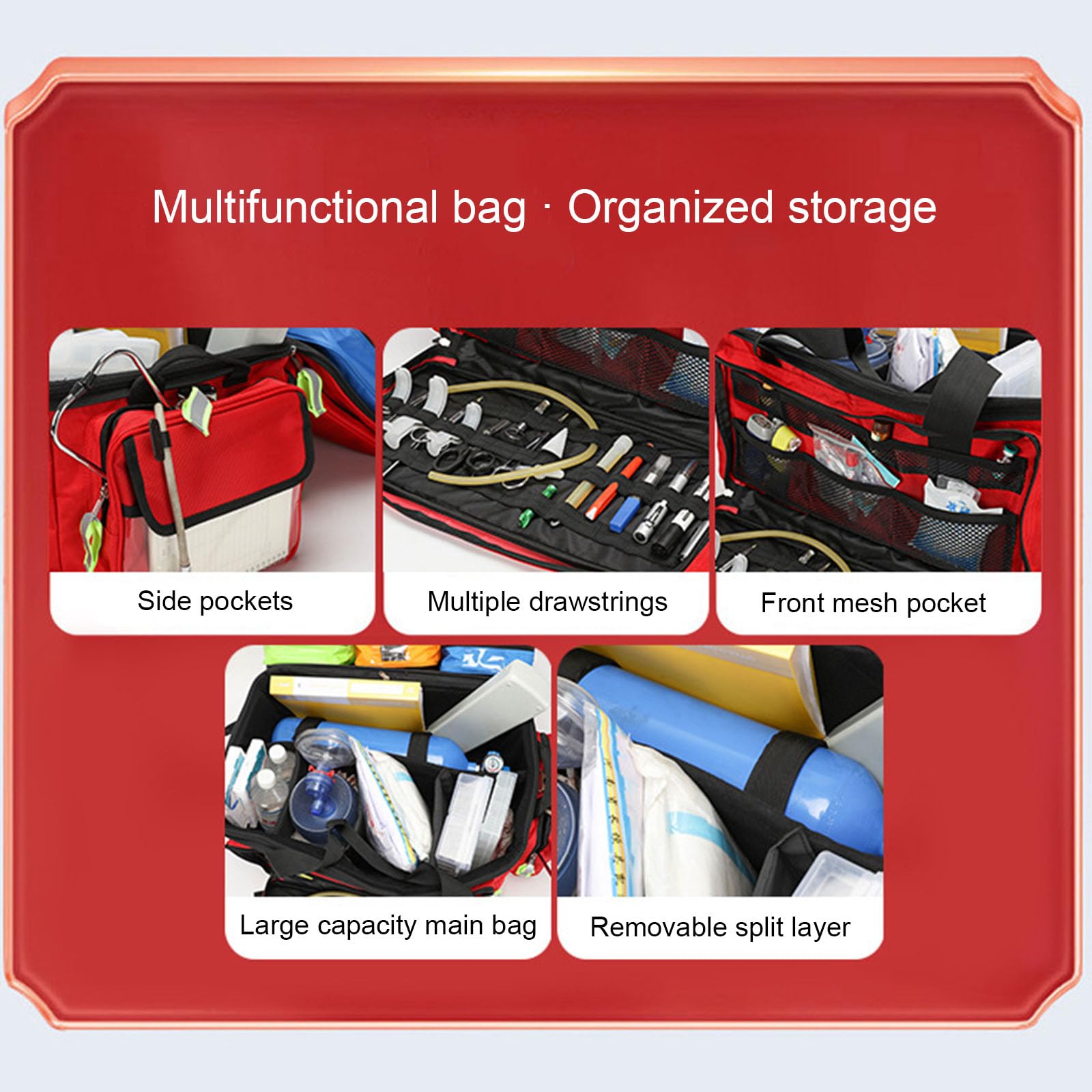 Trolley di grande capacità, kit di primo soccorso, borsa traumatologica professionale per sopravvivenza di emergenza, zaino medico multifunzionale