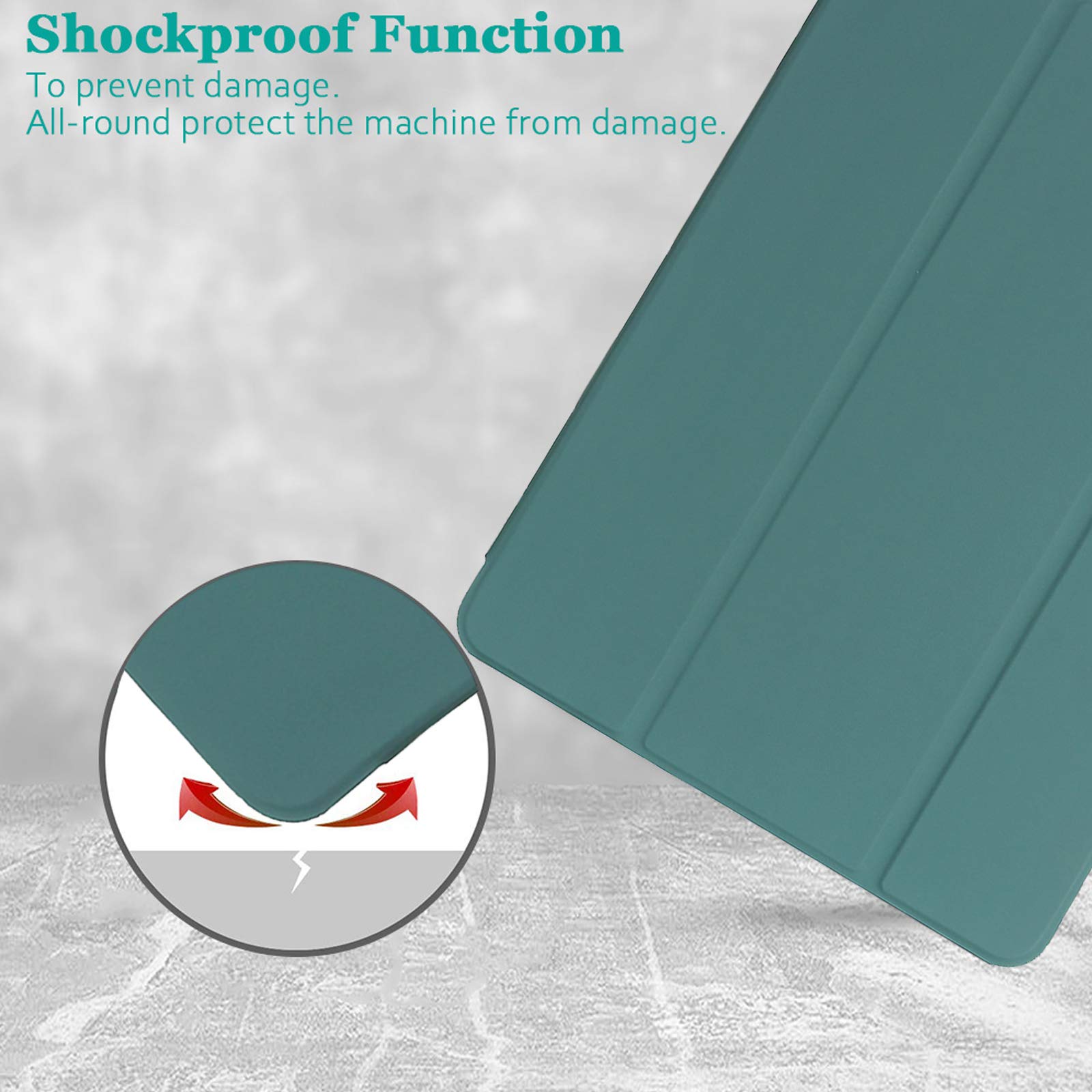 ProCase Bumper iPad 9,7 2018/2017, Carcasa Rugosa con Soporte (Verde Azulado) e
