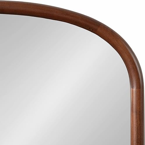 Miniatura 6 de Kate and Laurel Talma - Espejo de pared ovalado arqueado 24 x 36 nogal oscuro espejo de cápsula de transición con marco de madera maciza de álamo y