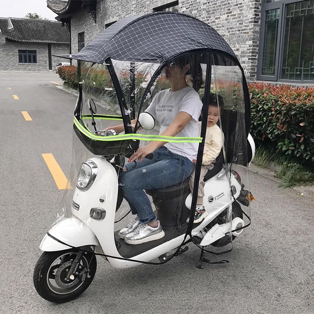 Funda para scooter de movilidad totalmente cerrada con visera solar, tiras reflectantes y cremallera bidireccional para una máxima protección contra el sol y la lluvia