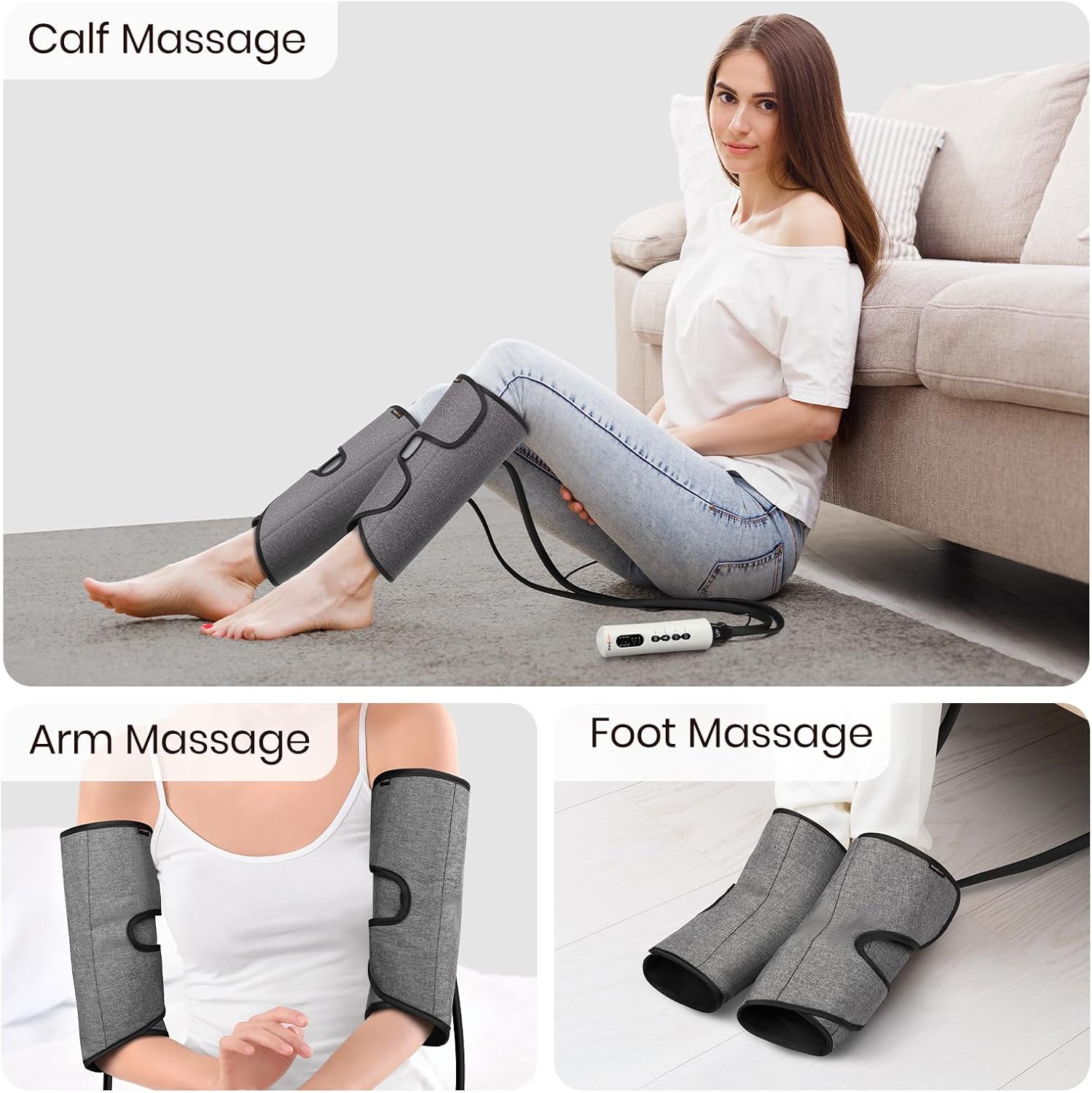 SHINE WELL Calf Massager for Circulation, Leg Compression Massager for Circulation and Pain Relief fsa with 3 Modes 3 Intensities 2 Timing, for Restless Legs Syndrome Relief - Image 3