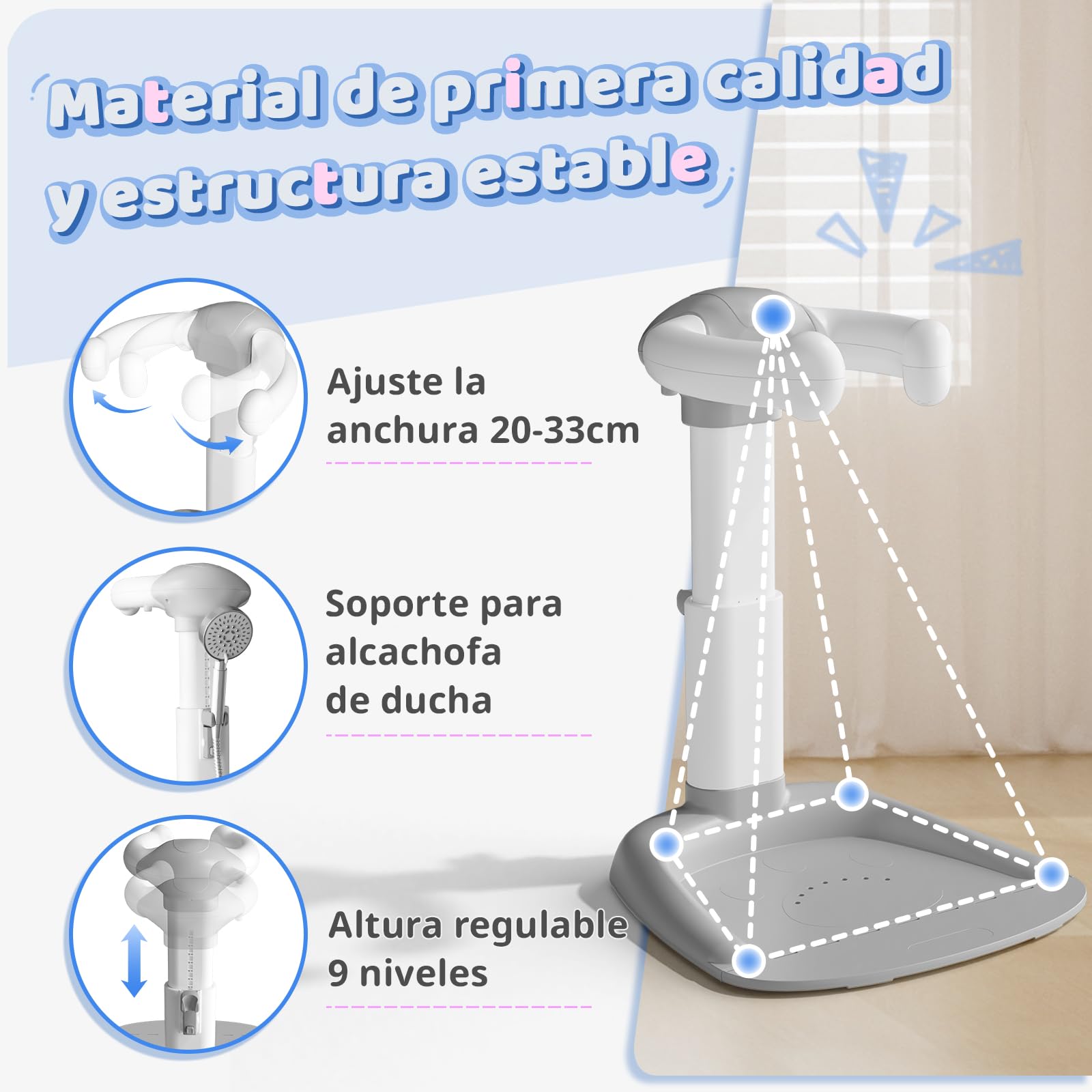 COOSEYA Soporte de Bañera para Bebé, Torre de Bañera Ajustable para Bebé que se Pone de Pie, Asiento de Bañera para Bebé desde hasta Niño Pequeño (8-36 Meses) para Bañarse y Cambiar Pañales