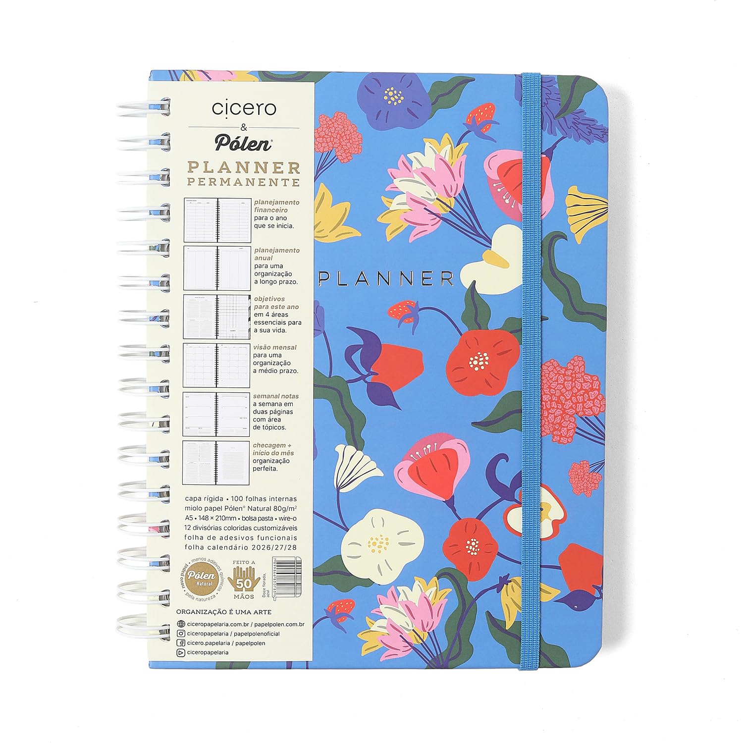 Planner Semanal Wire-O Doce Florada A5