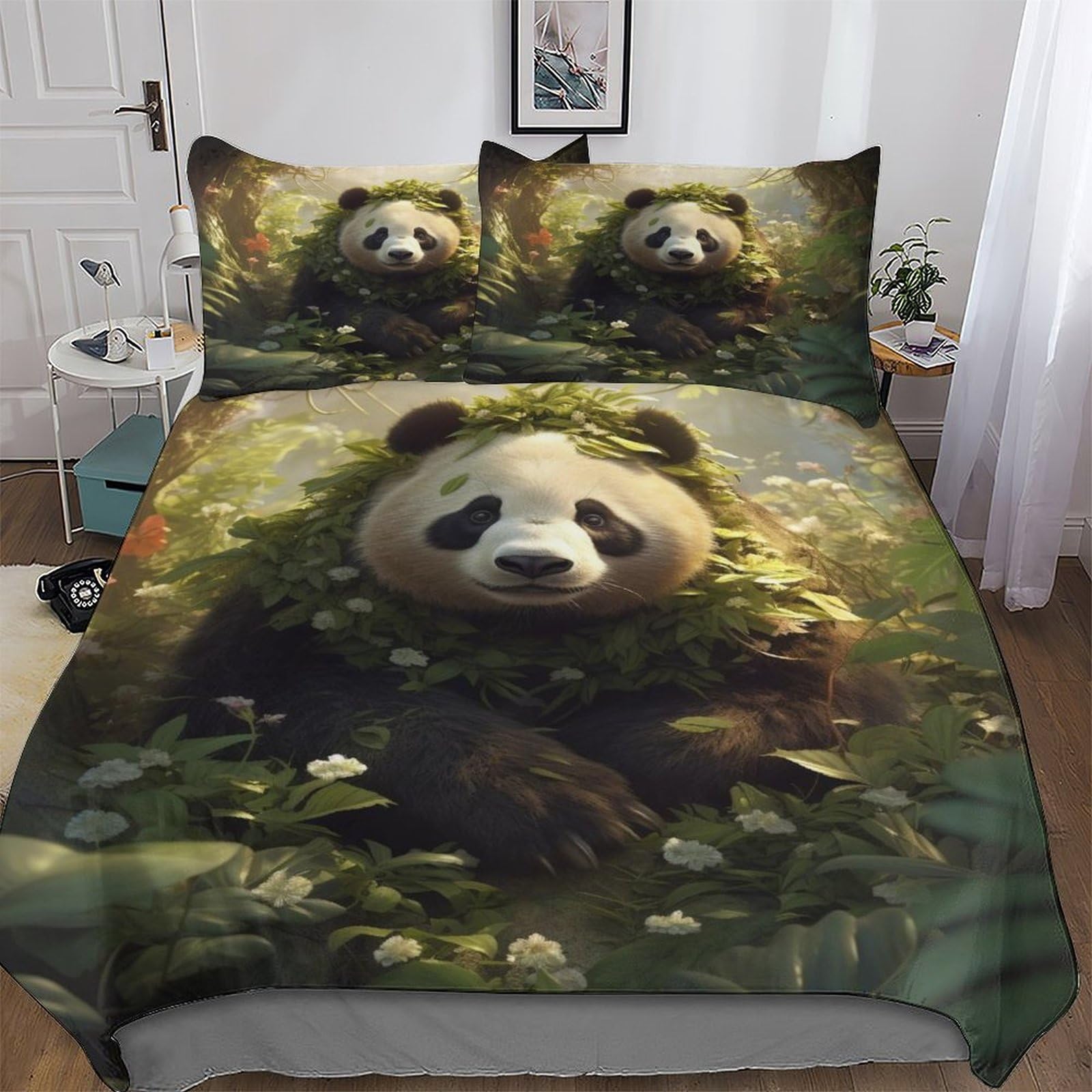 Funda de edredón panda de microfibra cepillada muy acogedora y súper suave para cama