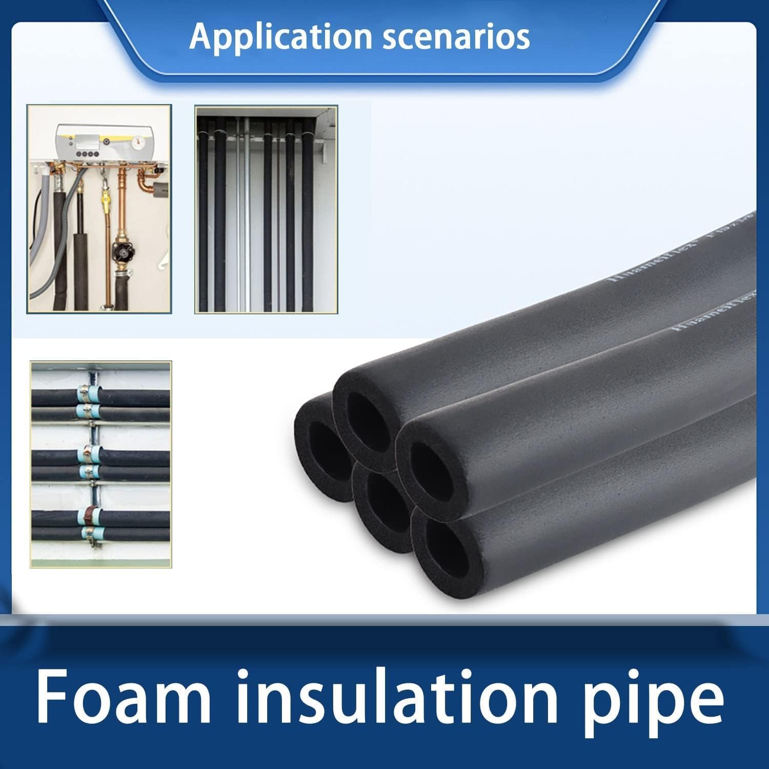Air Conditioner Sleeve, Insulated Tube ,1/2" ID X 1/4" THK Foam Heat Piping for Heat and Cold Insulation Air Conditioners (Black) 4