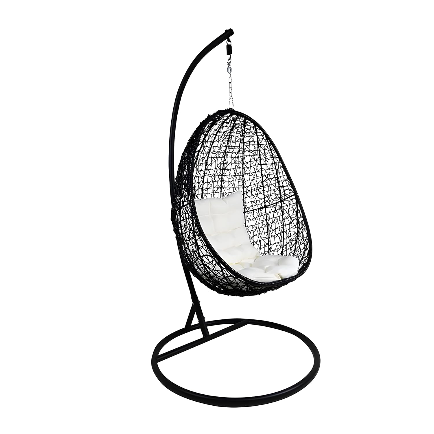 MJA FURNITURE Rattan and Wicker Hanging Chair Swing with Stand and