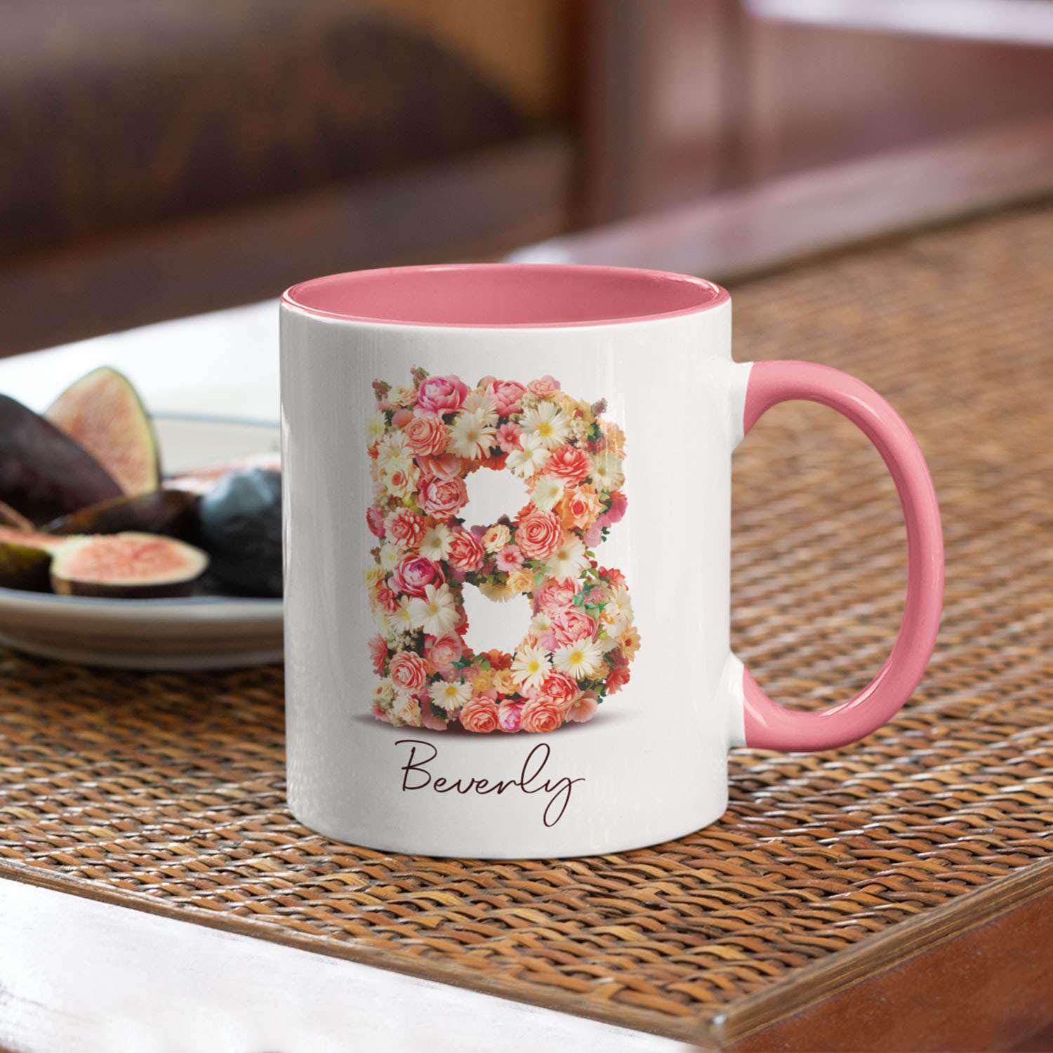Personalized Letter B Travel Mug - Custom Monogram Ceramic Coffee Cup, Black With Initial