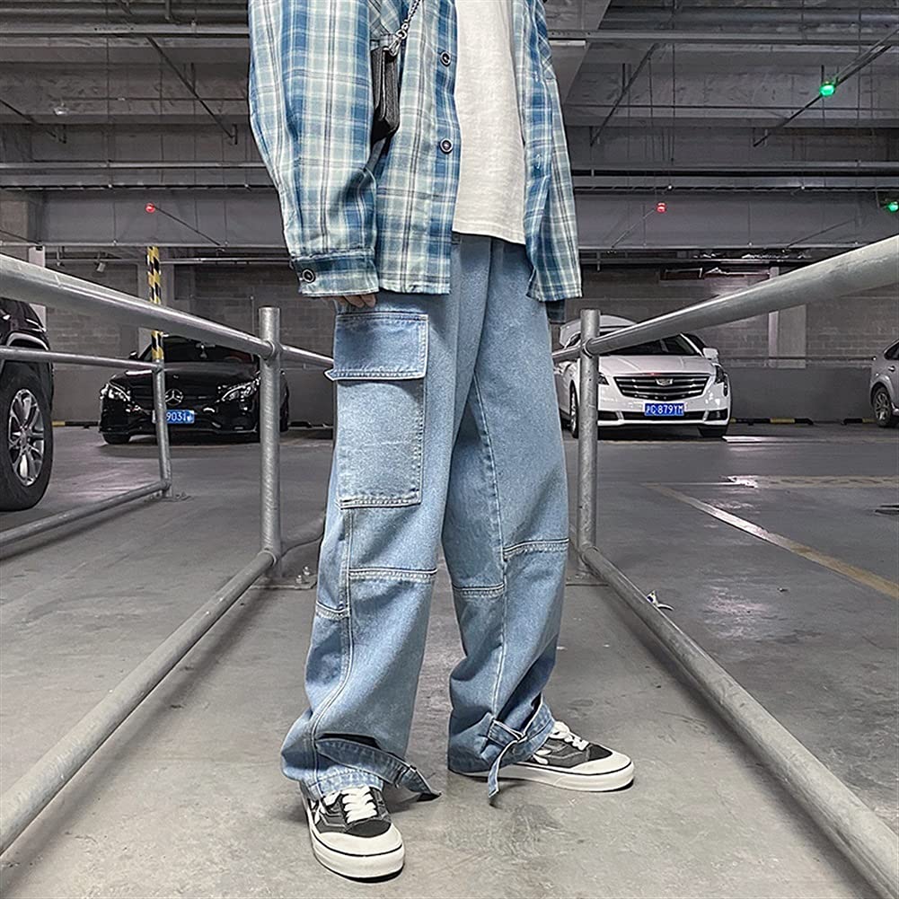 Men Jeans Plus Size Wide Leg Jeans Mens Hip Hop Streetwear Loose