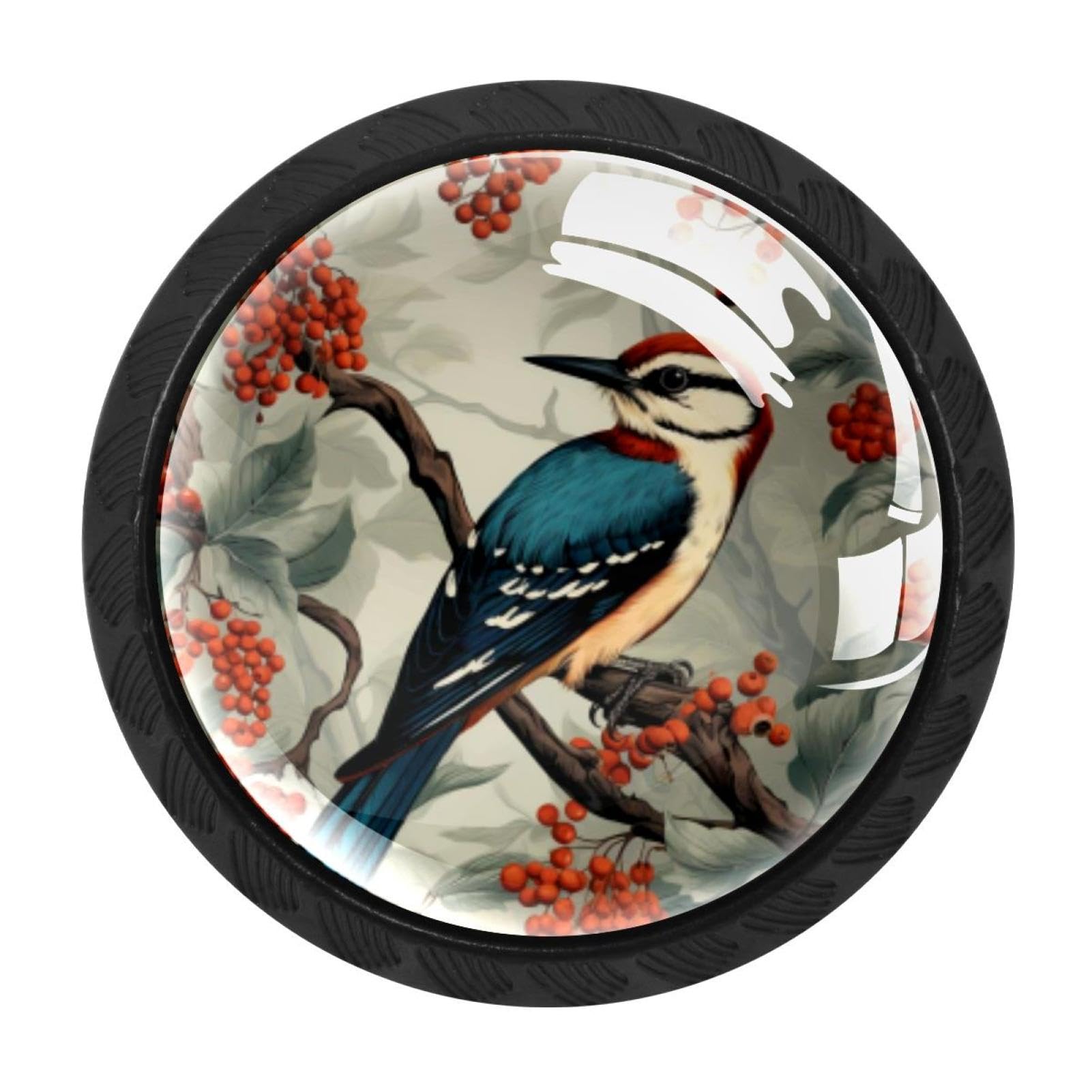 CHENZZZZ Woodpecker Drawer Knobs 4 Pack Crystal Dresser Knobs 35mm Glass Cabinet Knobs for Home Office Bathroom