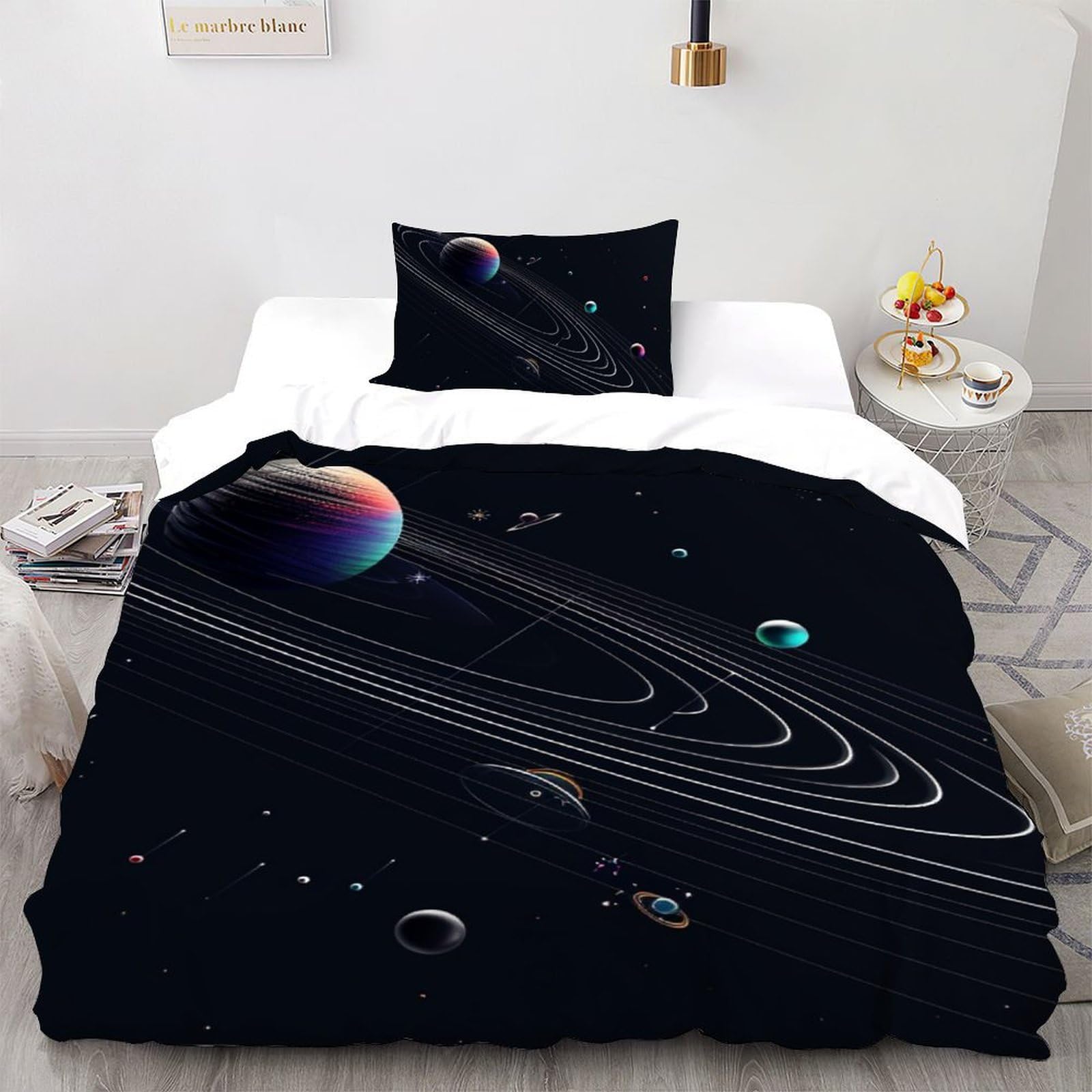 Housses de couette système solaire 135x200 simple literie enfant 3D avec fermeture
