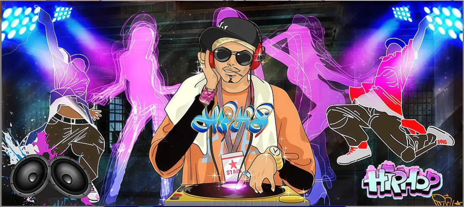 Tapete, Mode, Graffiti, Dynamischer Trend, Musik, Street Dance, Bar, Persönlichkeit, Café, Hintergrund, Wandgemälde, Westliches Restaurant, Tapete,3D,430x300cm