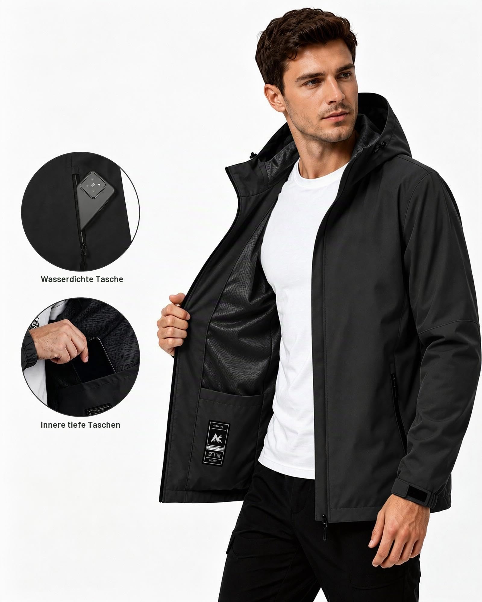 Regenjacke Herren Wasserdicht Atmungsaktiv regenjacken für herren Windbreaker mit Kapuze dünne fahrrad regenjacke herren