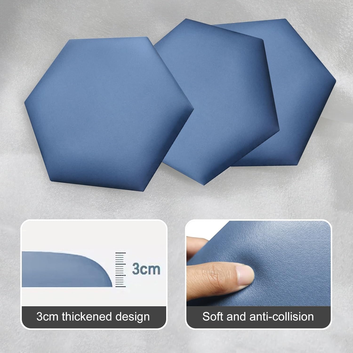 2pcs Hexagon Padded Wall Panels, Self-Adhesive Anti-Collision Padding for Bedroom & Kids' Room, Light Brown Headboard Decor, 25x29cm, Child Safety & Style