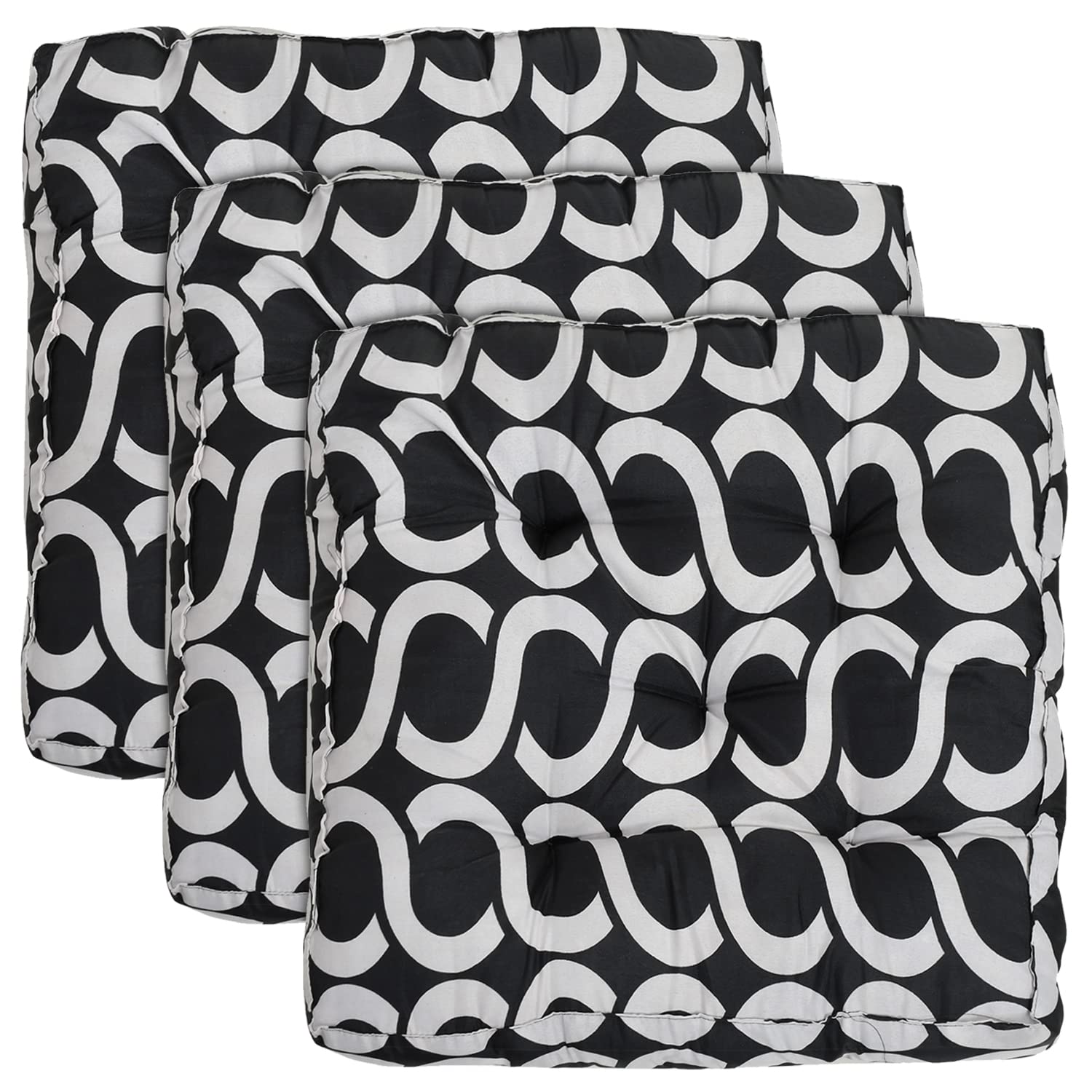 Kuber Industries Geometric Seamless Pattern Microfiber Durable, Comfortable & Soft Square Chair Pad/Cushion/Seat Pad, 18 * 18 Inch- Pack of 3 (Black) (B09PGCJSFX) Amazon Price History, Amazon Price Tracker