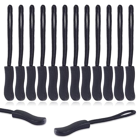 12Pack Zipper Pull Replacement Black