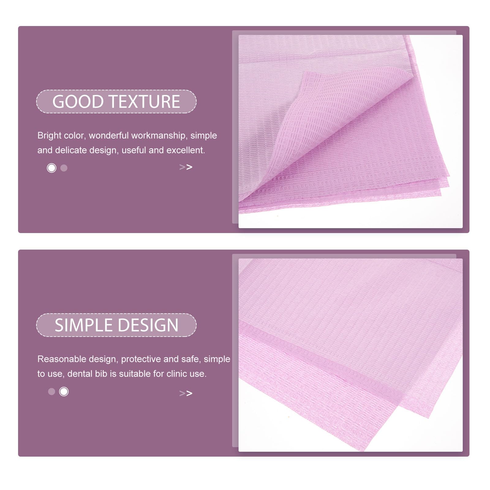 BESTYASH Bavoirs Pourpre 125 en Tissu Non Tissé Soins Dentaires Jetables Pratiques pour Usage en Cabinet