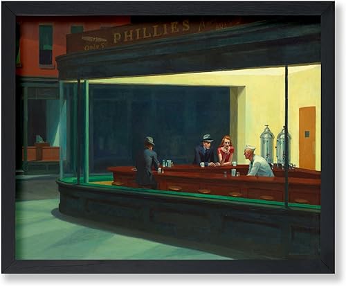 Poster Master Póster vintage, impresión retro de Nighthawks, pintura de Nighthawks, arte existencial, arte de rebanada de la vida, decoración