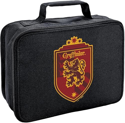 LOGOVISION Harry Potter Gryffindor Plaid Sigil - Lonchera con aislamiento de lados suaves, bolsa de almuerzo reutilizable para trabajo de oficina