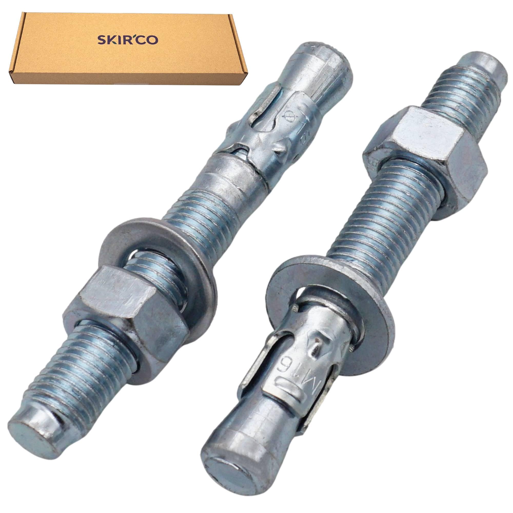 SKIR'CO Ancoraggi a cuneo zincati M16 x 120 mm, tasselli in metallo, bullone di ancoraggio, ancoraggio per muratura, ancoraggio per calcestruzzo, 8 pezzi
