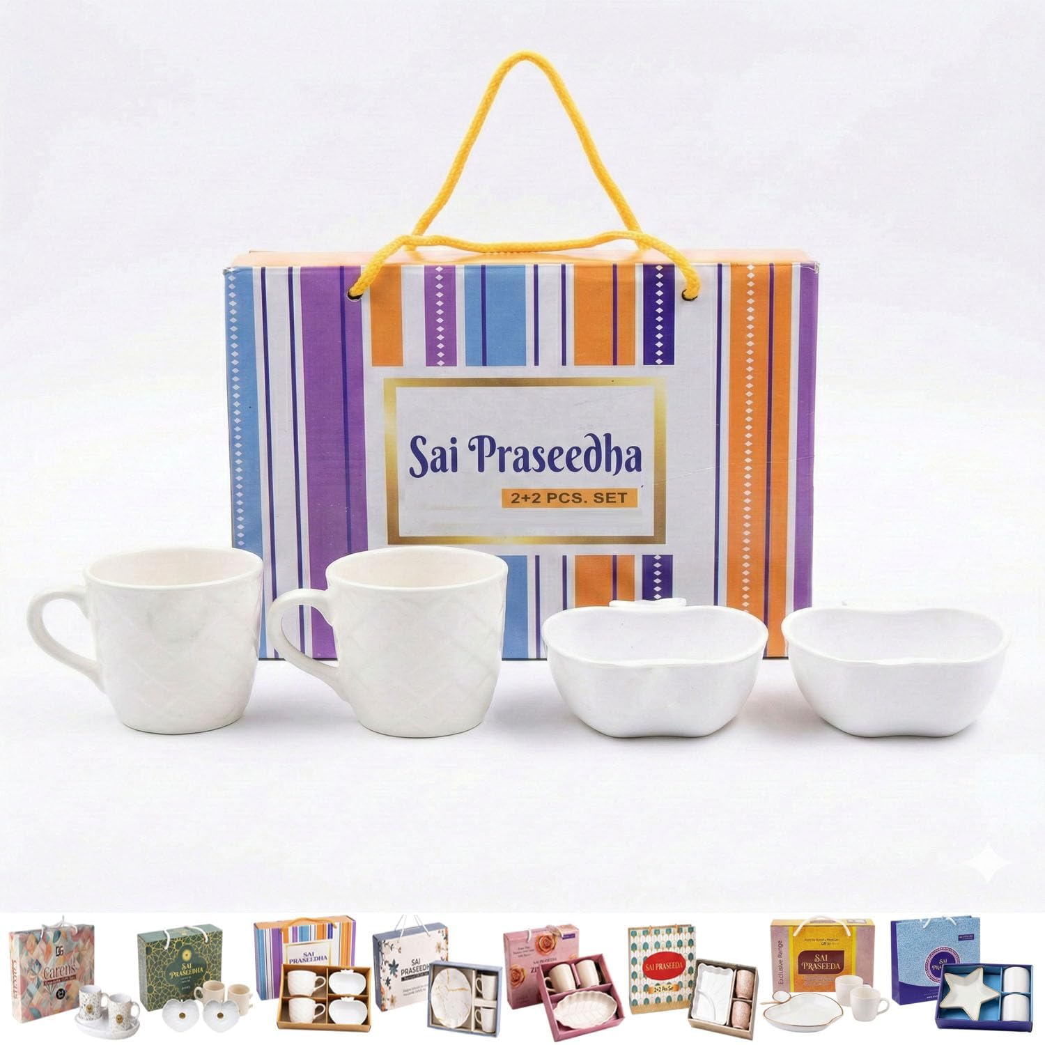NISKANET Ceramic Tea Cup Set|10 Sets| 2 Cups & 2 Apple Saucers