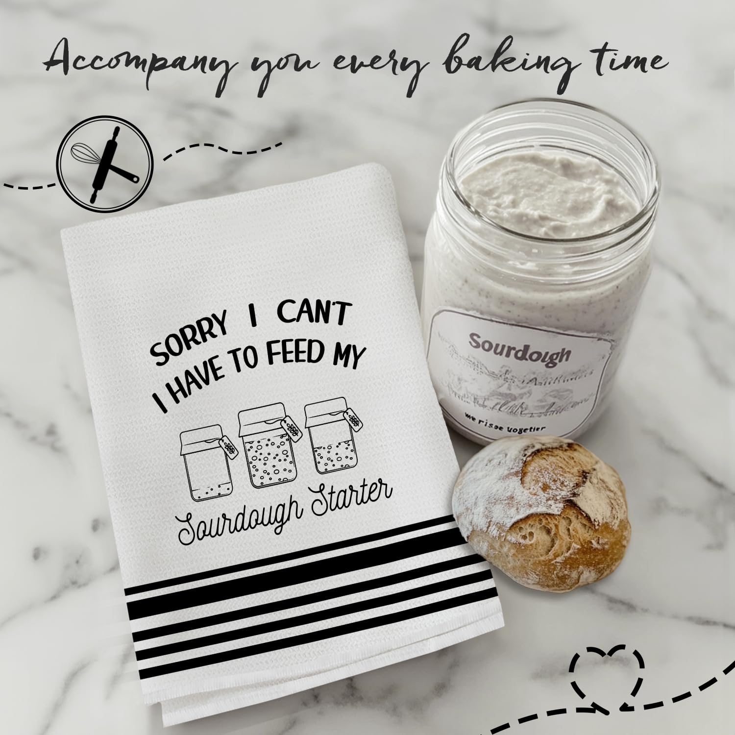 Funny Sourdough Baking Kitchen Towels, Gifts for Sourdough Bakers Tea Dish Towels for Kitchen, Baking Lover Gifts Decorative Hand Towels, 16x24 Inch