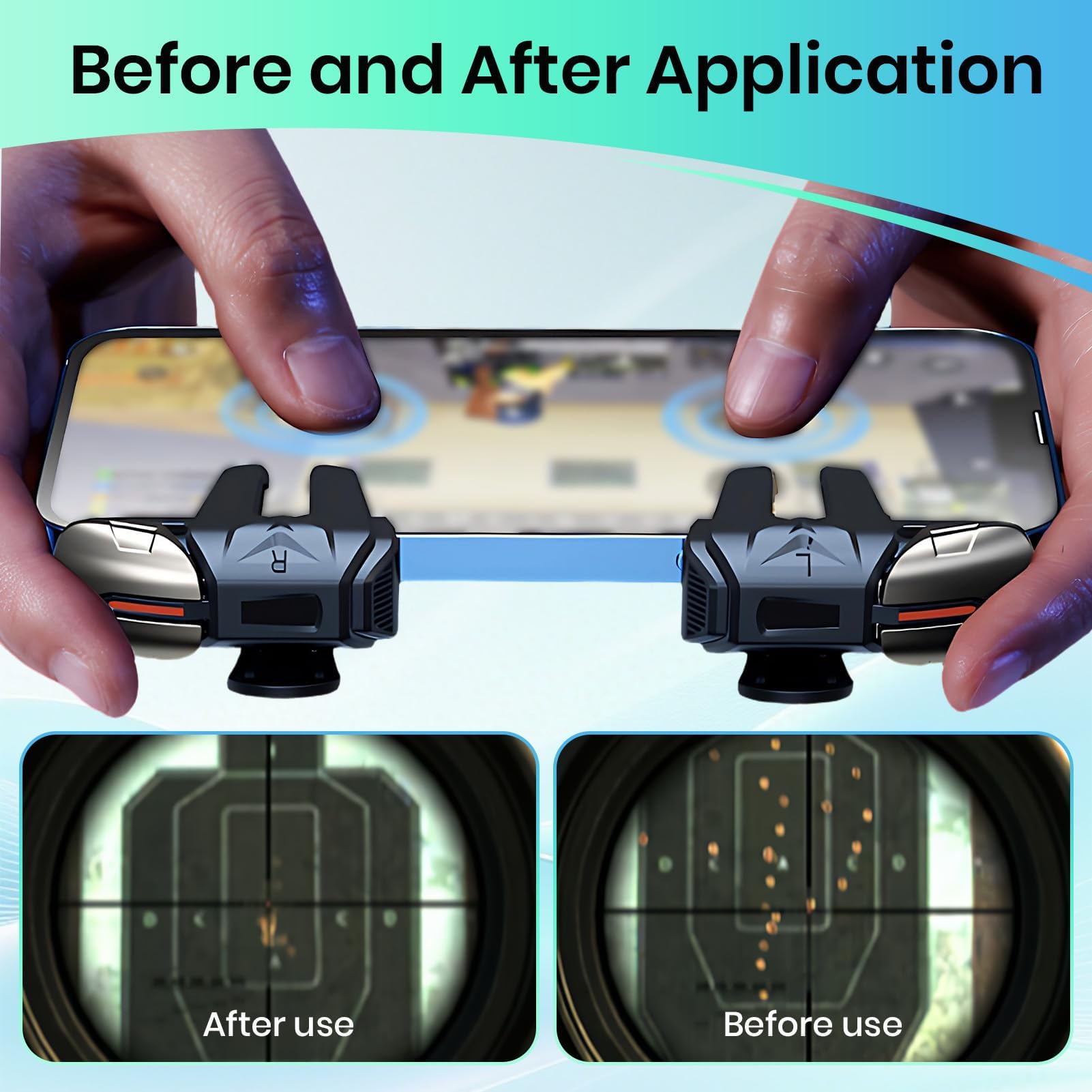 Amztour Controller Di Gioco Mobile 6 Dita Compatibile Android iOS PUBG Mobile Call of Duty ESports Trigger Controller Mobile Gamepad Smartphone Joystick Grilletti Accessori Gaming Portatile