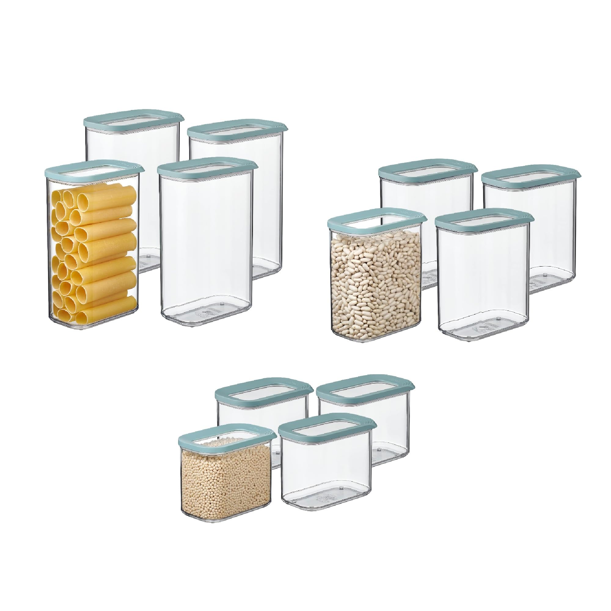 Mepal Modula Vorratsdosen Set XXL 12-teilig | 4x 1000 ml, 4x 1500 ml, 4x 2000 ml | luftdicht & stapelbar | Aufbewahrungsboxen für Lebensmittel | spülmaschinengeeignet | Nordic Green