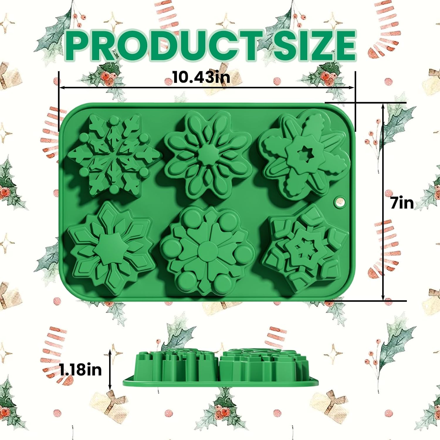 Snowflake Silicone Molds, 2Pcs Christmas Chocolate Snowflake Mold for Xmas Holiday Cake Cookie Soap Muffin Jelly Ice Cube Making Winter Party Home Decorations image 2
