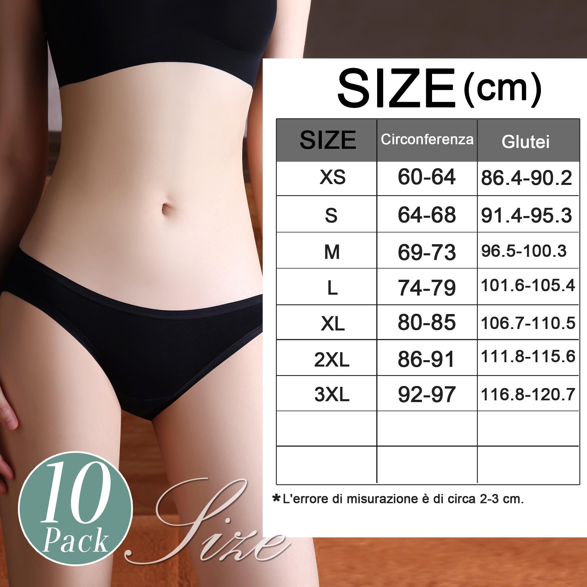 FOTOOL Mutande Nero Cotone Donna Intimo Traspirante Slip Sportivo Morbido Mutandine Comodo Sexy Bikini da 10 Pezzi