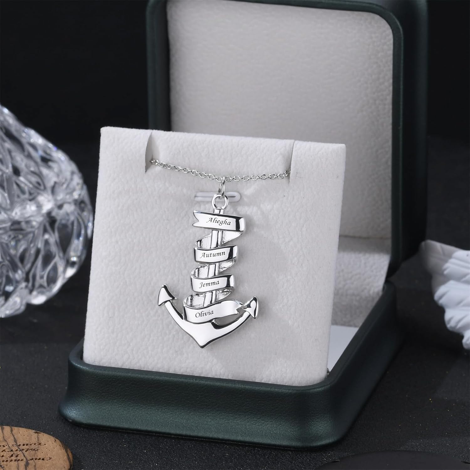 MissNaNa Custom Dad Necklace for Men Personalized Anchor Necklace for Dad Father Name Engraving Necklaces Gift for Father's Day