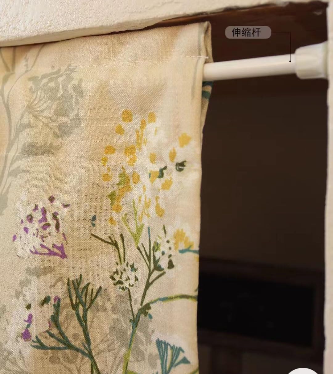 Rideau de fenêtre de cuisine, rideaux de café, rideau court de cuisine, cantonnière de fenêtre de style champêtre avec broderie florale, demi-rideau à passe-tringle for bistro, café, salle de bain, ba