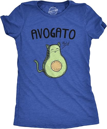 Womens Avogato Funny T Shirt Avocado Cat Cute Face Graphic Novelty Tee for Girls